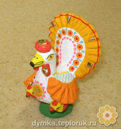Дымковская игрушка "Курочка с цыплятами"