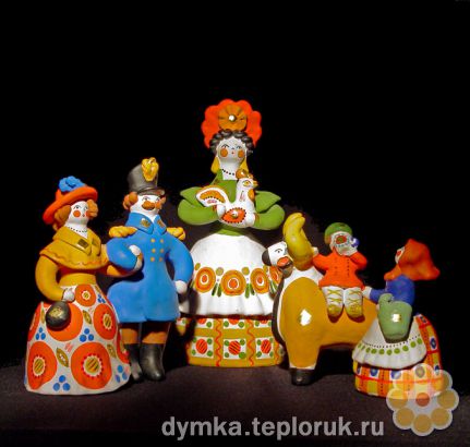 Дымковская игрушка "Жанровая сцена"