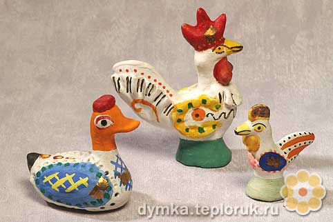 Дымковская игрушка "Домашние птицы"